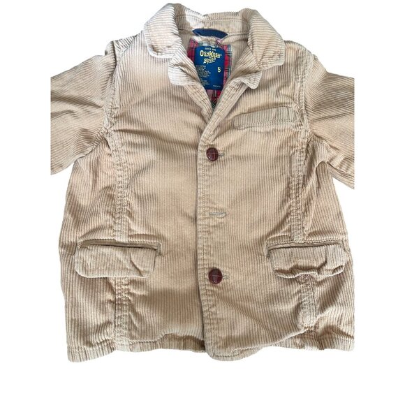 Oshkosh BGosh Boys Corduroy Jacket Size 5 Tan With Plaid Lining & Button Closure - Picture 9 of 10